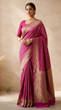 Magenta Pink Pure Banarasi Handloom Khaddi Georgette Saree- Antique Zari