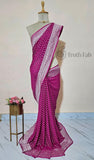 Strawberry Pink Pure Banarasi Handloom Khaddi Georgette Saree - Water Zari