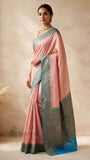 2D Color Pure Banarasi Handloom Khaddi Georgette Saree- Antique Zari