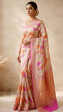 Multi Color Pure Banarasi Handloom Khaddi Georgette Saree- Water Zari