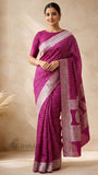 Strawberry Pink Pure Banarasi Handloom Khaddi Georgette Saree - Water Zari