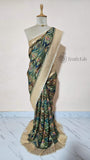 Mehndi Green Pure Banarasi Handloom Tussar Georgette Saree