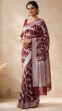 Maroon Color Pure Handloom Khaddi Georgette Saree- Water Zari