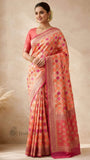 Multi Color Pure Banarasi Handloom Khaddi Georgette Saree- Water Zari