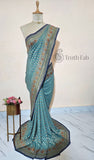 Persian Green Pure Banarasi Handloom Khaddi Georgette Saree- Antique Zari