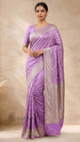Orchid Color Pure Banarasi Handloom Khaddi Georgette Saree- Water Zari