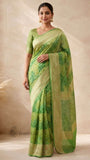 2D Shade Pure Banarasi Handloom Khaddi Georgette Saree- Water Zari