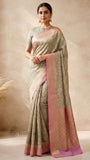 2D Shade Pure Banarasi Handloom Khaddi Georgette Saree- Water Zari