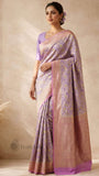 2D Shade Pure Pure Banarasi Handloom Khaddi Georgette Saree- Water Zari