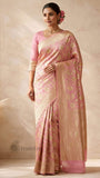 Baby Pink Pure Banarasi Handloom Khaddi Georgette Saree