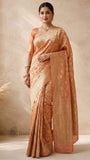 Sandstone Color Pure Banarasi Handloom Khaddi Georgette Saree- Water Zari