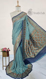 Persian Green Pure Banarasi Handloom Khaddi Georgette Saree- Antique Zari