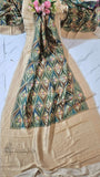 Mehndi Green Pure Banarasi Handloom Tussar Georgette Saree