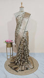 Army green Banarasi Handloom Tissue Silk Saree - Truth Fab