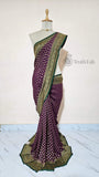 violet Pure Banarasi Handloom Khaddi Georgette Saree- Antique Zari