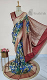 Multi-hued Pure Banarasi Handloom Tussar Georgette Saree