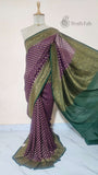 violet Pure Banarasi Handloom Khaddi Georgette Saree- Antique Zari
