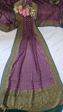 violet Pure Banarasi Handloom Khaddi Georgette Saree- Antique Zari