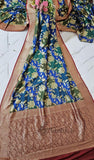 Multi-hued Pure Banarasi Handloom Tussar Georgette Saree