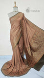 Rosy Brown Pure Banarasi Handloom Khaddi Georgette Saree- Antique Zari