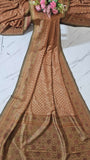Rosy Brown Pure Banarasi Handloom Khaddi Georgette Saree- Antique Zari