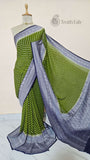 Olive Green Pure Banarasi Handloom Khaddi Georgette Saree- Water Zari