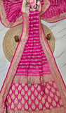 Rani Pink Pure Banarasi Handloom Khaddi Georgette Saree - Water Zari