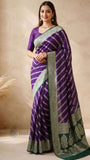 Purple Pure Banarasi Handloom Khaddi Georgette Saree- Water Zari