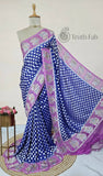 Royal Blue Pure Banarasi Handloom Khaddi Georgette Saree - Water Zari