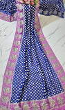 Royal Blue Pure Banarasi Handloom Khaddi Georgette Saree - Water Zari