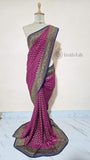Magenta Pure Banarasi Handloom Khaddi Georgette Saree- Antique Zari