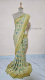 Pastel Green Pure Banarasi Handloom Khaddi Georgette Saree- Water Zari