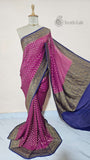 Magenta Pure Banarasi Handloom Khaddi Georgette Saree- Antique Zari