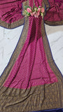 Magenta Pure Banarasi Handloom Khaddi Georgette Saree- Antique Zari