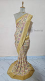 Multi Color Pure Banarasi Handloom Khaddi Georgette Saree- Water Zari