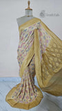 Multi Color Pure Banarasi Handloom Khaddi Georgette Saree- Water Zari