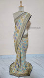 Multi Color Pure Banarasi Handloom Khaddi Georgette Saree- Water Zari