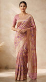 Dual-Tone Pure Banarasi Handloom Khaddi Georgette Saree- Water Zari