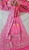 Ballet Pink Pure Banarasi Handloom Tussar Georgette Saree