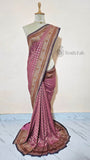 Light WinePure Banarasi Handloom Khaddi Georgette Saree- Antique Zari