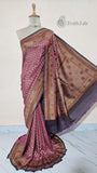 Light WinePure Banarasi Handloom Khaddi Georgette Saree- Antique Zari