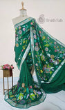 Forest Green Pure Banarasi Handloom Tussar Georgette Saree