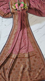 Light WinePure Banarasi Handloom Khaddi Georgette Saree- Antique Zari
