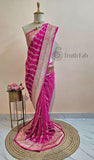 Rani Pink Pure Banarasi Handloom Khaddi Georgette Saree - Water Zari