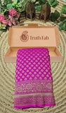 Magenta Pink Pure Banarasi Handloom Khaddi Georgette Saree- Antique Zari