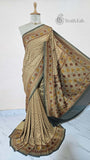 Sand Beige Pure Banarasi Handloom Khaddi Georgette Saree- Antique Zari