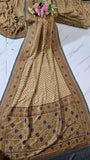 Sand Beige Pure Banarasi Handloom Khaddi Georgette Saree- Antique Zari