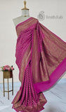 Magenta Pink Pure Banarasi Handloom Khaddi Georgette Saree- Antique Zari