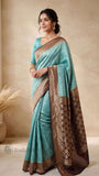 Sky Blue Pure Banarasi Handloom Khaddi Georgette Saree- Water Zari