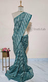 Teal Blue Pure Banarasi Handloom Crush Tissue Silk Saree